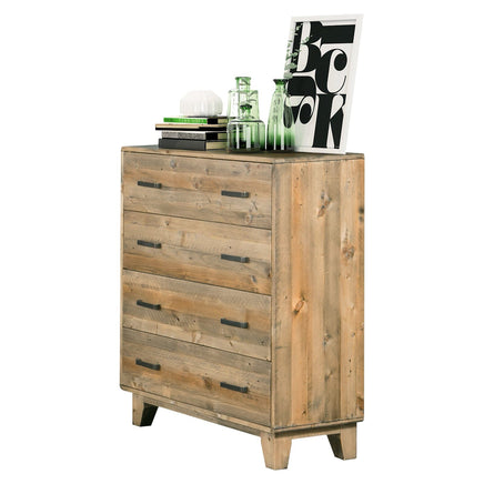 Tallboy with 4 Storage Drawers in Wooden Light Brown Colour Furniture Kings Warehouse 