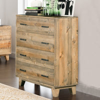 Tallboy with 4 Storage Drawers in Wooden Light Brown Colour Furniture Kings Warehouse 