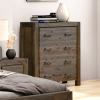 Tallboy with 4 Storage Drawers Solid Wooden Assembled in Chocolate Colour Furniture Kings Warehouse 