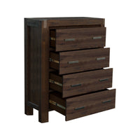 Tallboy with 4 Storage Drawers Solid Wooden Assembled in Chocolate Colour Furniture Kings Warehouse 