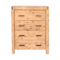 Tallboy with 4 Storage Drawers Solid Wooden Assembled in Oak Colour Furniture Kings Warehouse 