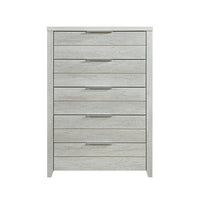 Tallboy with 5 Storage Drawers Natural Wood like MDF in White Ash Colour Furniture Kings Warehouse 