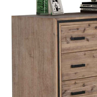 Tallboy with 5 Storage Drawers Solid Acacia Wooden Frame in Silver Brush Colour Furniture Kings Warehouse 