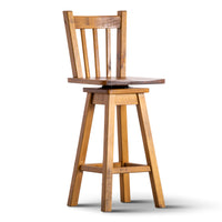 Teasel Bar Chair Stools Barstool Dining Solid Pine Timber Wood - Rustic Oak bar stools Kings Warehouse 