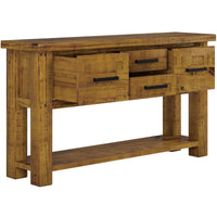 Teasel Console Hallway Entry Table 147cm Solid Pine Timber Wood - Rustic Oak living room Kings Warehouse 