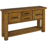 Teasel Console Hallway Entry Table 147cm Solid Pine Timber Wood - Rustic Oak