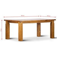 Teasel Dining Table 180cm Solid Pine Timber Wood Furniture - Rustic Oak dining Kings Warehouse 