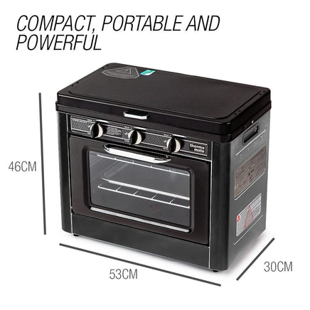 THERMOMATE 2 Burner Gas Portable Camping Oven Stove Combo, Grey Kings Warehouse 