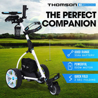 THOMSON Golf Buggy Electric Trolley Automatic Motorised Foldable Cart Powered Kings Warehouse 