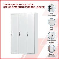 Three-Door Side by Side Office Gym Shed Storage Locker Furniture Kings Warehouse 