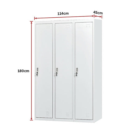 Three-Door Side by Side Office Gym Shed Storage Locker Furniture Kings Warehouse 