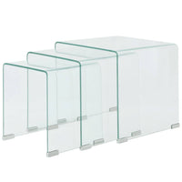 Three Piece Nesting Table Set Tempered Glass Clear living room Kings Warehouse 