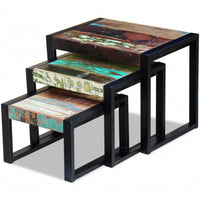 Three Piece Nesting Tables Solid Reclaimed Wood Kings Warehouse 