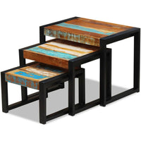Three Piece Nesting Tables Solid Reclaimed Wood Kings Warehouse 