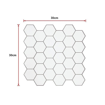 Tiles 3D Peel and Stick Wall Tile Hexagon White (30cm x 30cm x 10 sheets) Home & Garden Kings Warehouse 