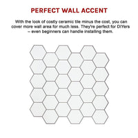 Tiles 3D Peel and Stick Wall Tile Hexagon White (30cm x 30cm x 10 sheets) Home & Garden Kings Warehouse 