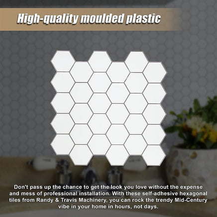 Tiles 3D Peel and Stick Wall Tile Hexagon White (30cm x 30cm x 10 sheets) Home & Garden Kings Warehouse 