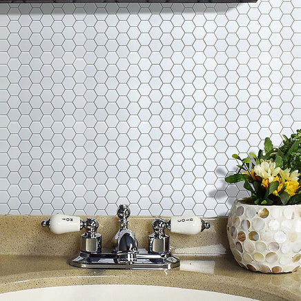 Tiles 3D Peel and Stick Wall Tile Hexagon White (30cm x 30cm x 10 sheets) Home & Garden Kings Warehouse 