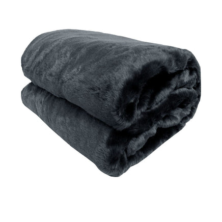 Titan Charcoal Faux Fur Throw Rug 127 x 152 cm Home & Garden Kings Warehouse 