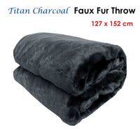 Titan Charcoal Faux Fur Throw Rug 127 x 152 cm Home & Garden Kings Warehouse 
