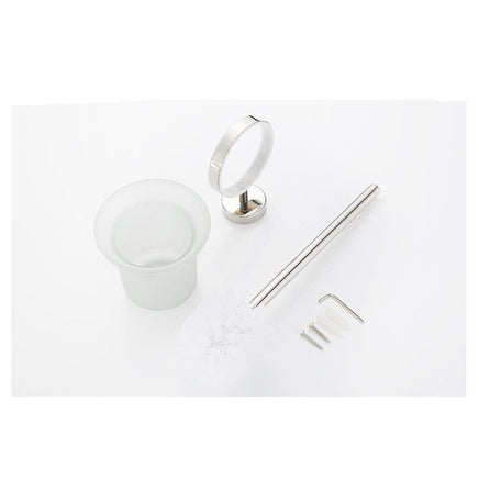 Toilet Brush Holder Wall Mount Rustproof Frosted Glass for Bathroom Kings Warehouse 