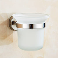 Toilet Brush Holder Wall Mount Rustproof Frosted Glass for Bathroom Kings Warehouse 