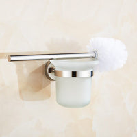 Toilet Brush Holder Wall Mount Rustproof Frosted Glass for Bathroom Kings Warehouse 