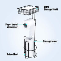 Toilet Paper Holder Stand and Storage Dispenser with Shelf for Bathroom Kings Warehouse 