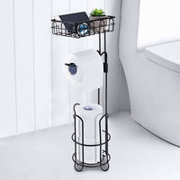 Toilet Paper Holder Stand and Storage Dispenser with Shelf for Bathroom Kings Warehouse 
