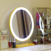 Touch Screen Table Desktop LED Light Vanity Mirror Makeup Mirror Round Mirror 40cm bedroom furniture Kings Warehouse 