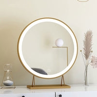 Touch Screen Table Desktop LED Light Vanity Mirror Makeup Mirror Round Mirror 40cm bedroom furniture Kings Warehouse 