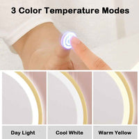 Touch Screen Table Desktop LED Light Vanity Mirror Makeup Mirror Round Mirror 40cm Home & Garden Kings Warehouse 