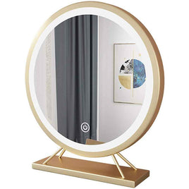 Touch Screen Table Desktop LED Light Vanity Mirror Makeup Mirror Round Mirror 40cm Home & Garden Kings Warehouse 