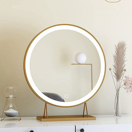Touch Screen Table Desktop LED Light Vanity Mirror Makeup Mirror Round Mirror 40cm Home & Garden Kings Warehouse 