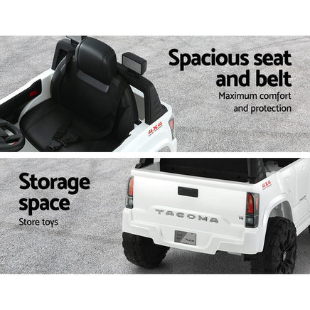 Toyota Ride On Car Kids Electric Toy Cars Tacoma Off Road Jeep 12V Battery White Big Baby Bazaar Kings Warehouse 