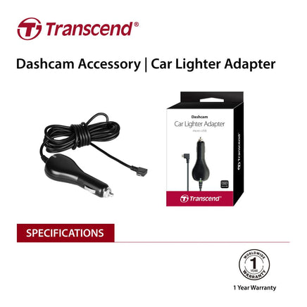 TRANSCEND TS-DPL2 Car Lighter Adapter for DrivePro, Micro-B (For DP230 / DP130 / DP110) Kings Warehouse 