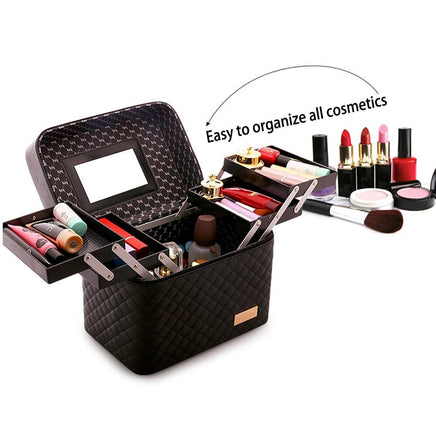 Travel Mirror Cosmetic Bag Foldable Tray Portable Makeup Organizer Case Storage Display Box Auto Accessories Kings Warehouse 