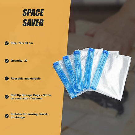 Travel Space Saver Saving Hand Roll Up Roller Seal No Vacuum Storage Bag x20 Home & Garden Kings Warehouse 