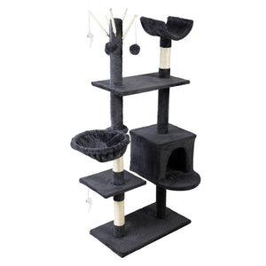 Tree 140cm Tower Scratching Post Scratcher Trees Toys Condo Bed Grey Pet Care Kings Warehouse 
