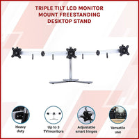 Triple Tilt LCD Monitor Mount Freestanding Desktop Stand Electronics Kings Warehouse 