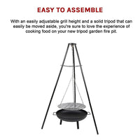 Tripod Garden Fire Pit BBQ Barbecue Cast Iron & Steel Fire Pit Bowl Round Home & Garden Kings Warehouse 