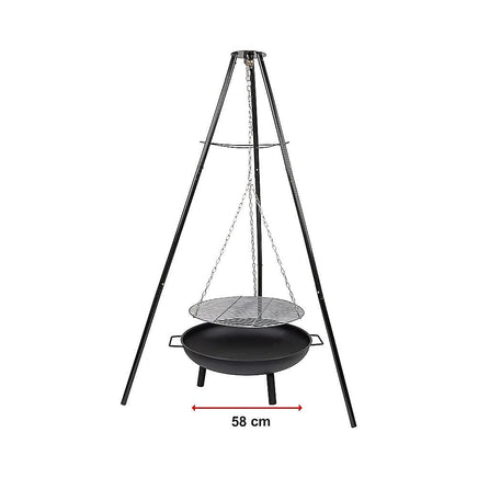 Tripod Garden Fire Pit BBQ Barbecue Cast Iron & Steel Fire Pit Bowl Round Home & Garden Kings Warehouse 