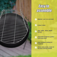 Tripod Garden Fire Pit BBQ Barbecue Cast Iron & Steel Fire Pit Bowl Round Home & Garden Kings Warehouse 