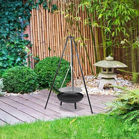Tripod Garden Fire Pit BBQ Barbecue Cast Iron & Steel Fire Pit Bowl Round Home & Garden Kings Warehouse 