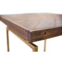 Tuberose Lamp Table 50cm Solid Acacia Wood Home Herringbone Parquet - Brown Kings Warehouse 