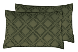 TUFTED MICROFIBRE SUPER SOFT TWIN PACK STANDARD PILLOWCASES-KHAKI GREEN Kings Warehouse 