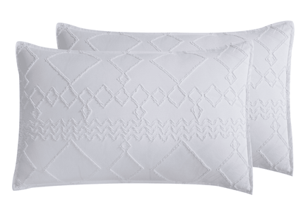 TUFTED MICROFIBRE SUPER SOFT TWIN PACK STANDARD PILLOWCASES-WHITE Home & Garden Kings Warehouse 