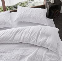 TUFTED MICROFIBRE SUPER SOFT TWIN PACK STANDARD PILLOWCASES-WHITE Kings Warehouse 