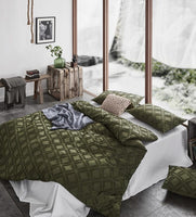 Tufted ultra soft microfiber quilt cover set-double khaiki green Kings Warehouse 