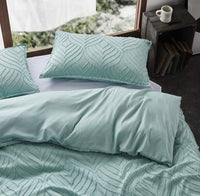 Tufted ultra soft microfiber quilt cover set-double sage green Kings Warehouse 